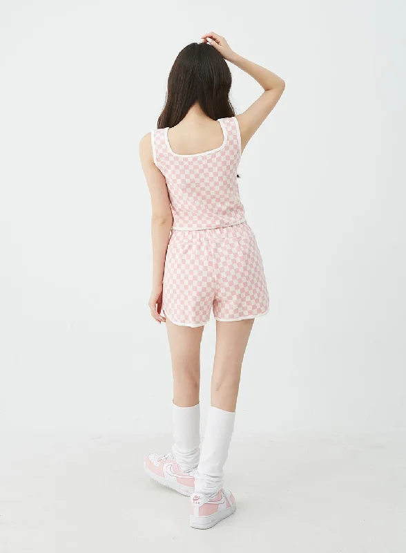 checkered-tank-top-and-shorts-set-bu12