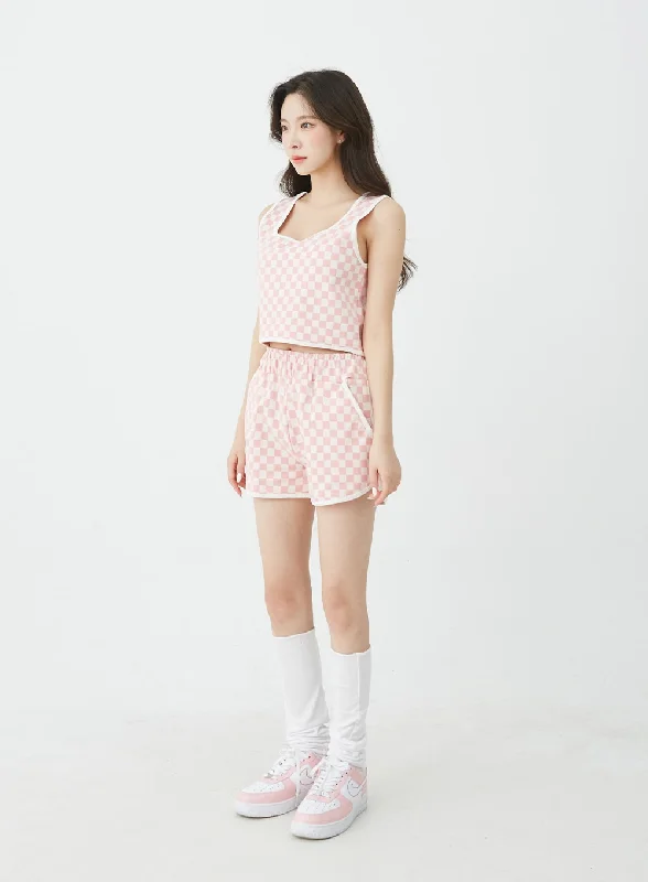 checkered-tank-top-and-shorts-set-bu12