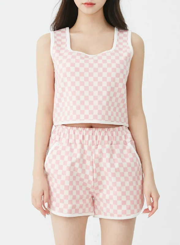 checkered-tank-top-and-shorts-set-bu12