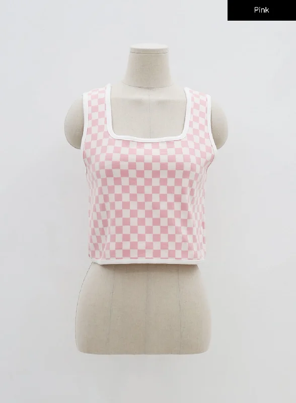 checkered-tank-top-and-shorts-set-bu12