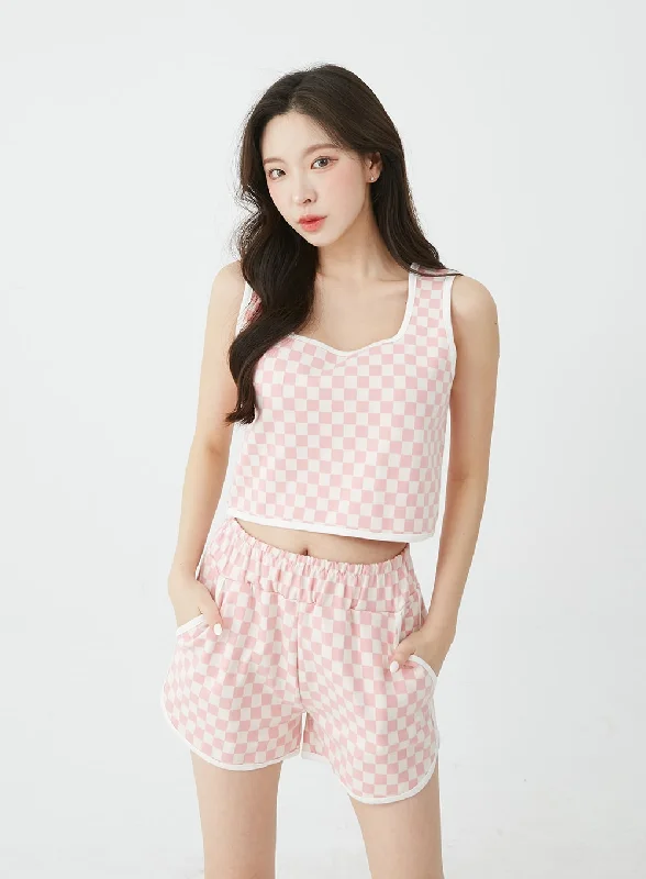 checkered-tank-top-and-shorts-set-bu12