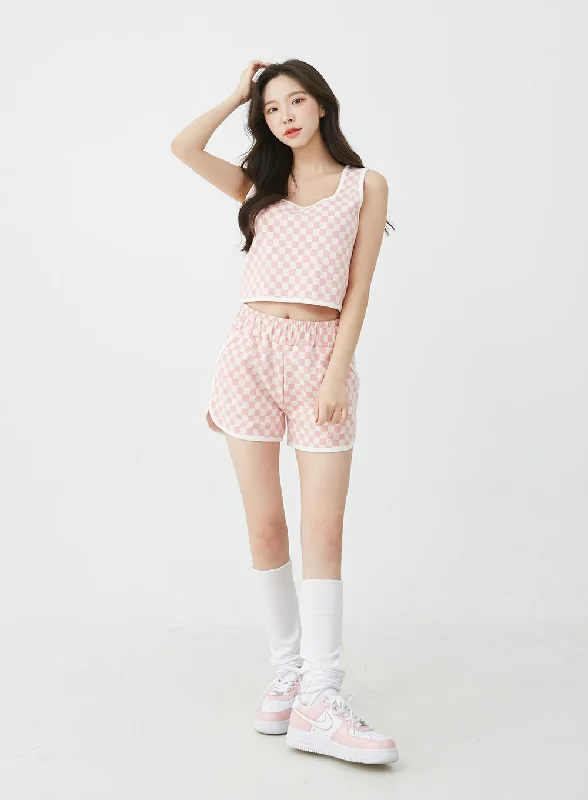 checkered-tank-top-and-shorts-set-bu12