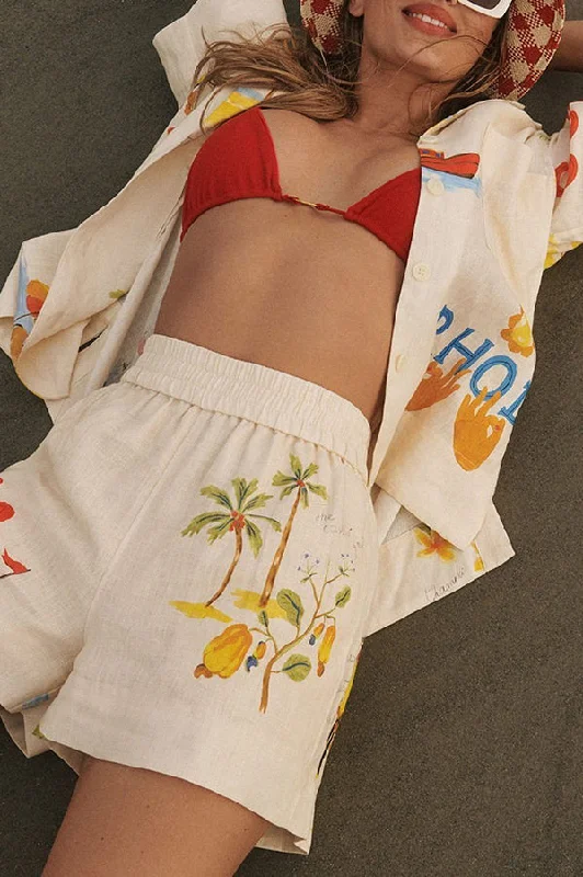 hello-summer-linen-blend-hand-painted-print-blouse-and-elastic-waist-pocketed-shorts-set