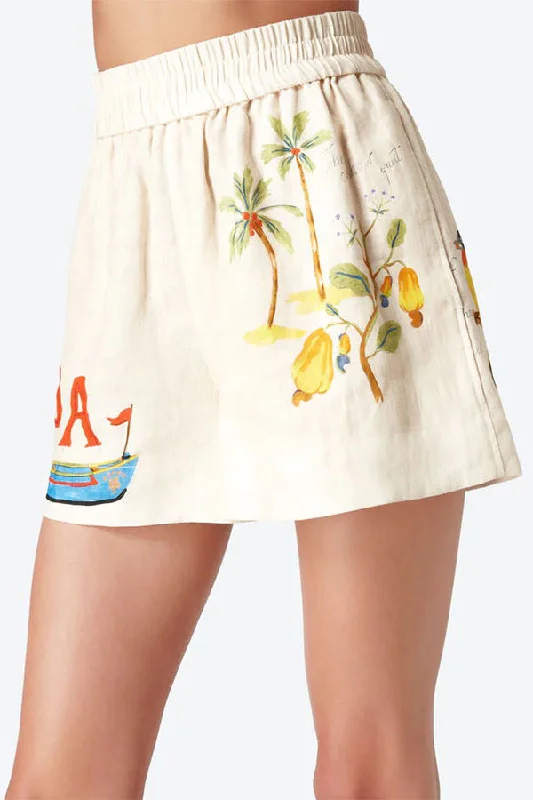 hello-summer-linen-blend-hand-painted-print-blouse-and-elastic-waist-pocketed-shorts-set