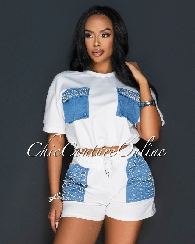 panora-white-blue-pearl-pockets-crop-top-shorts-sporty-set