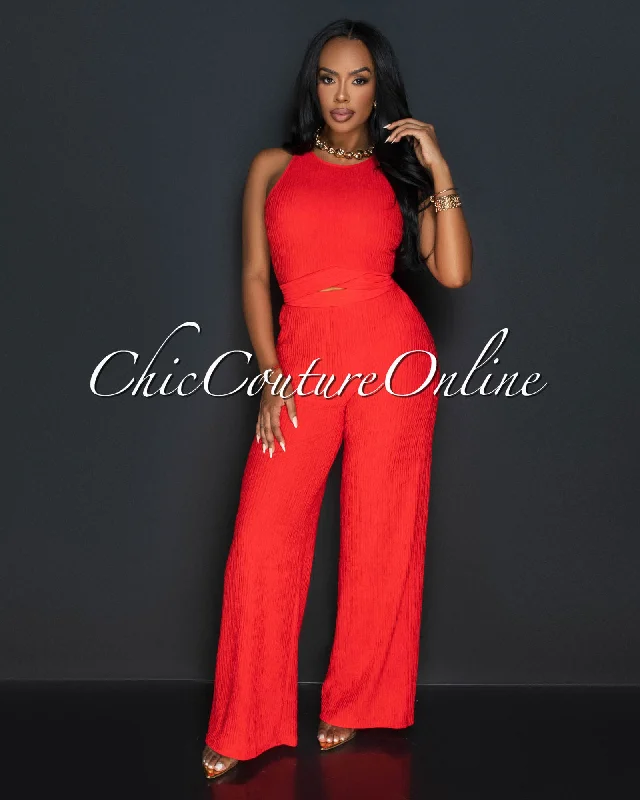 rohana-orange-crop-top-wide-pants-textured-set