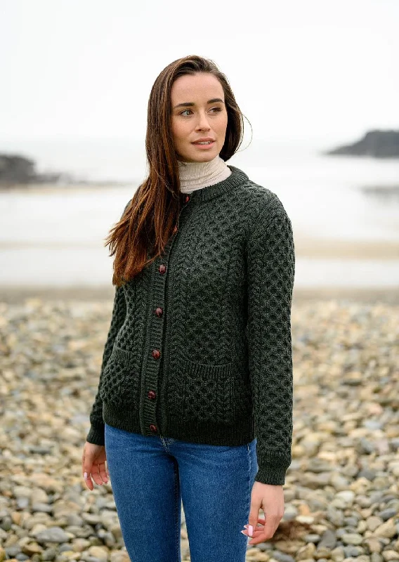 Aran Lumber Cardigan | Army Green