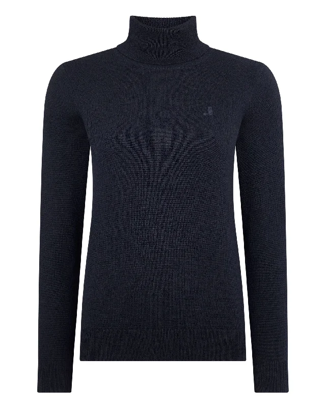 The Jockey Club Women's Turtle Neck Cashmere Sweater Navy Blue