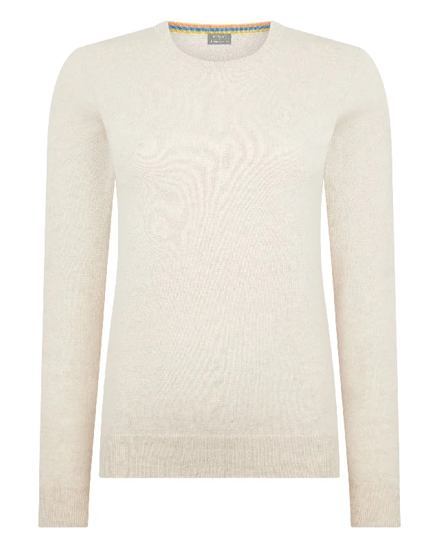 The Jockey Club Women's Round Neck Cashmere Sweater Ecru White