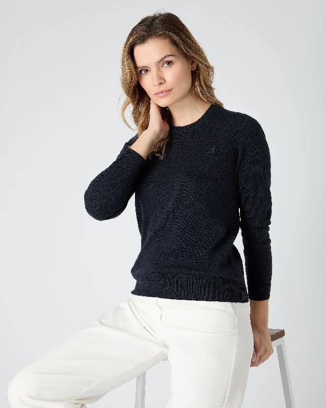 The Jockey Club Women's Round Neck Cashmere Sweater Navy Blue