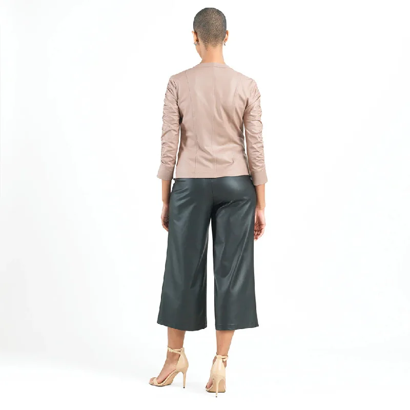 Liquid Leather™ Ruched Detail Jacket - Taupe