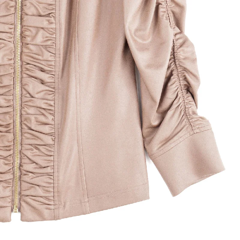 Liquid Leather™ Ruched Detail Jacket - Taupe