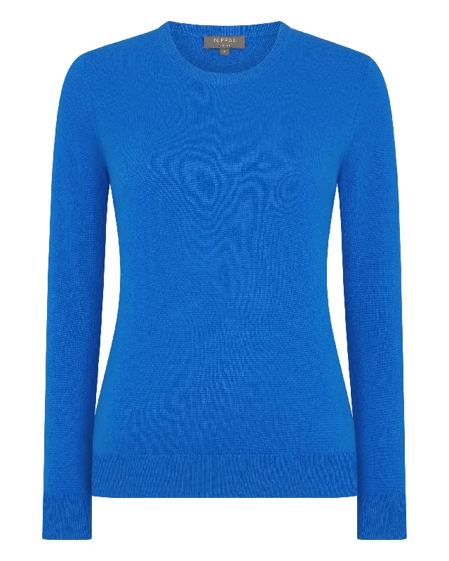 Women's Evie Classic Round Neck Cashmere Sweater Sonic Blue