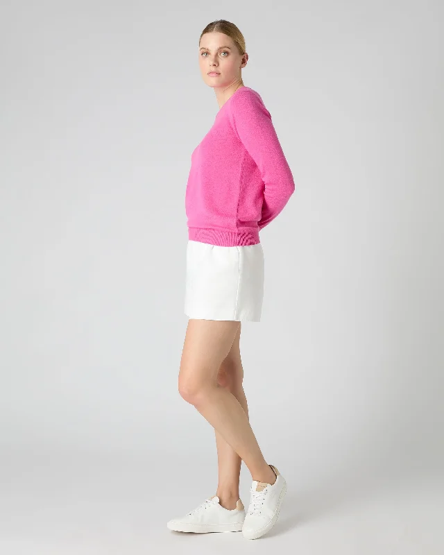 Women's Evie Classic Round Neck Cashmere Sweater Vibrant Pink