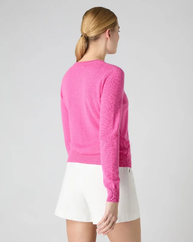 Women's Evie Classic Round Neck Cashmere Sweater Vibrant Pink