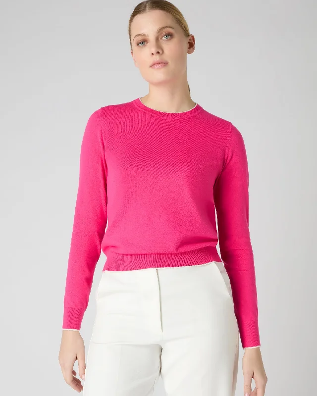 Women's Cotton Cashmere Round Neck Sweater Crush Pink