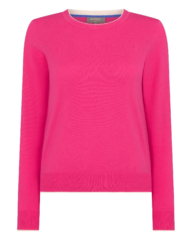 Women's Cotton Cashmere Round Neck Sweater Crush Pink