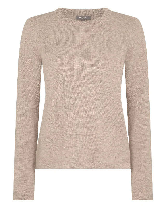 Women's Hallie Round Neck Cashmere Sweater Oatmeal Brown