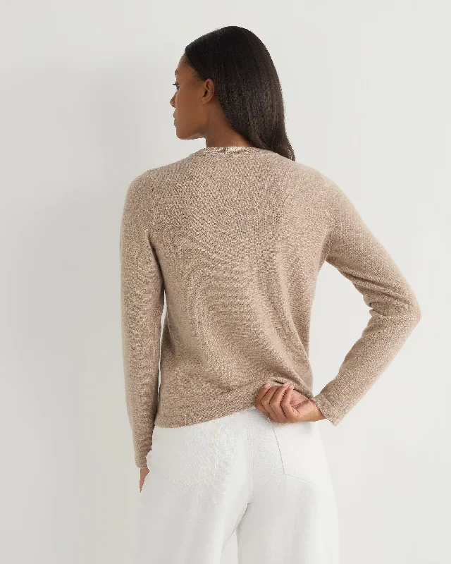 Women's Hallie Round Neck Cashmere Sweater Oatmeal Brown