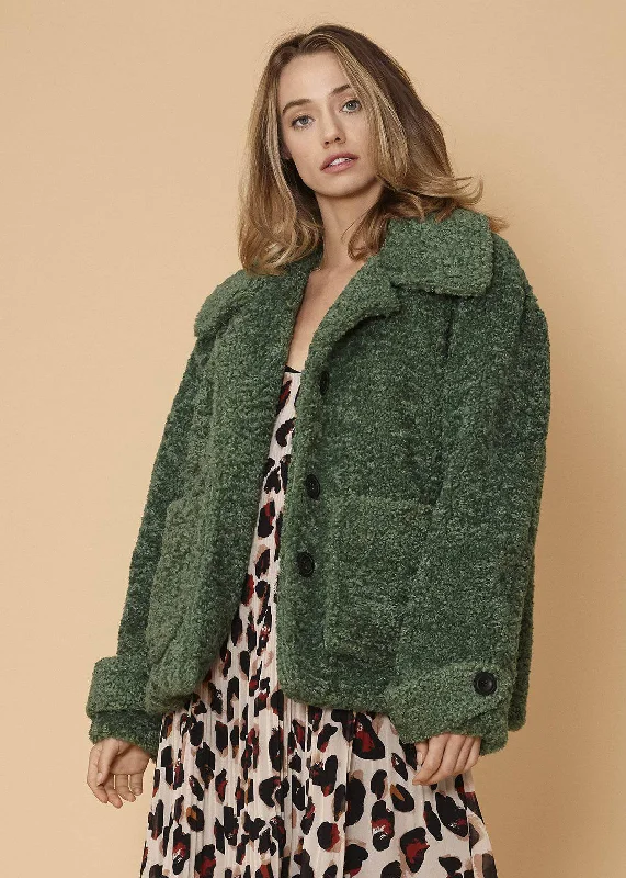 Women's Shearling Coat in Fallforest