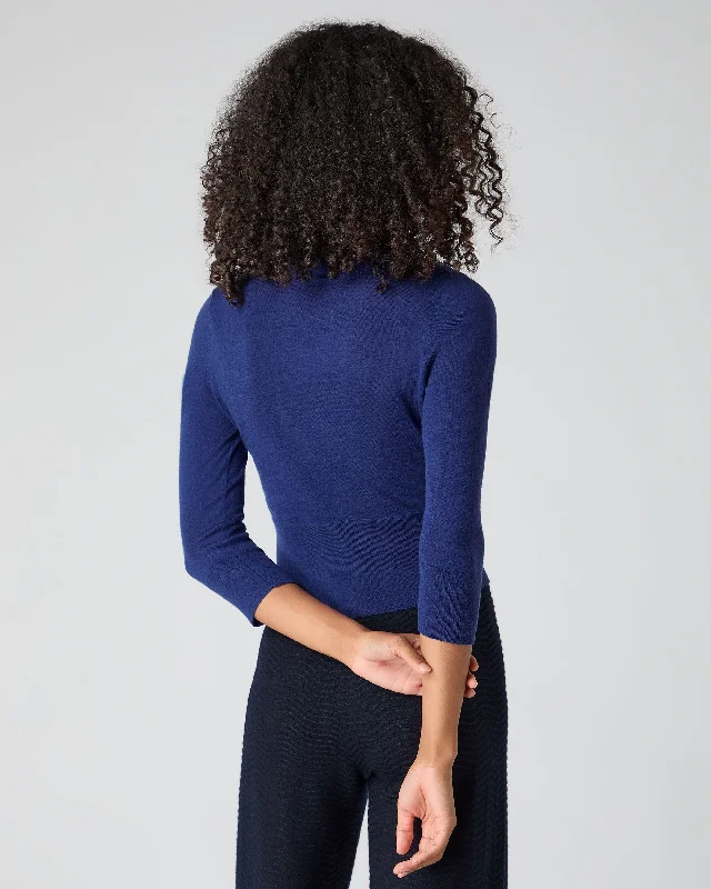 Women's Superfine Cashmere Crop Sweater Indigo Blue