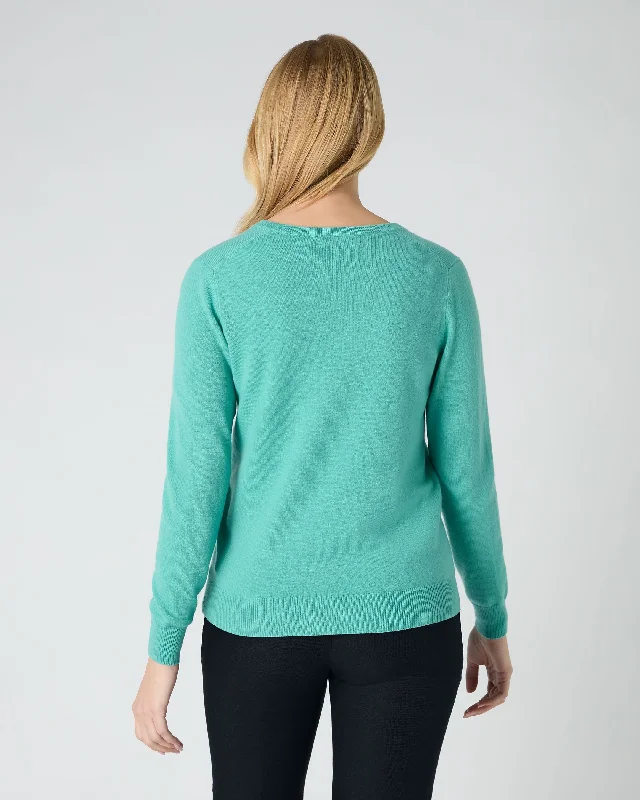 Women's Phoebe V Neck Cashmere Sweater Opal Green