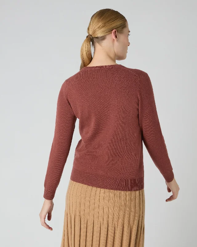 Women's Phoebe V Neck Cashmere Sweater Terracotta Brown