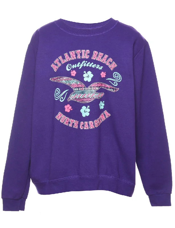 Atlantic Beach Purple, Pink & Light Blue 1990s Printed Sweatshirt - L