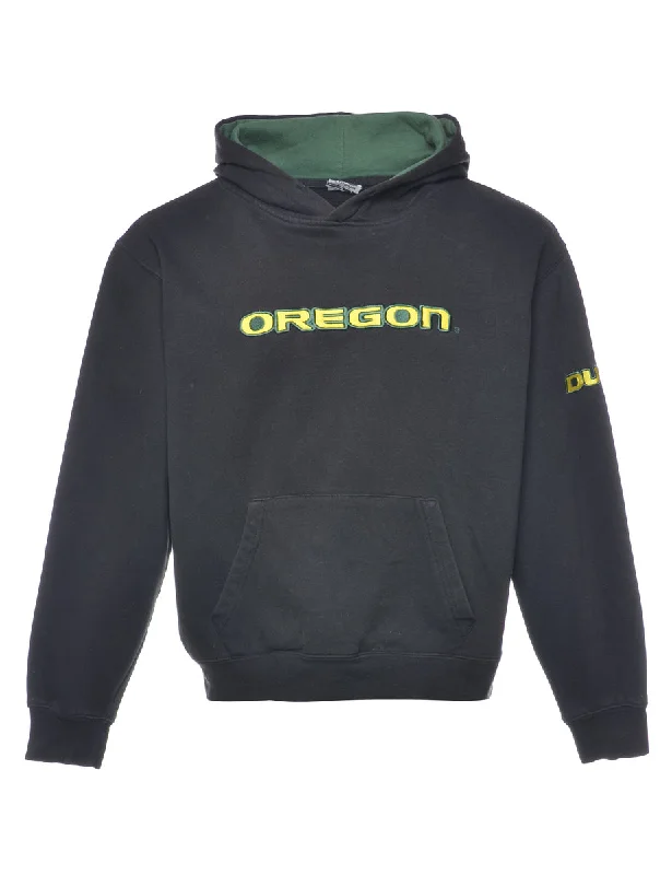 Black Oregon Printed Hoodie - S