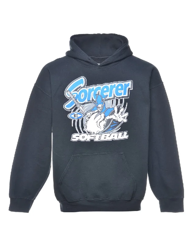 Black Sorcerer Printed Hoodie - S