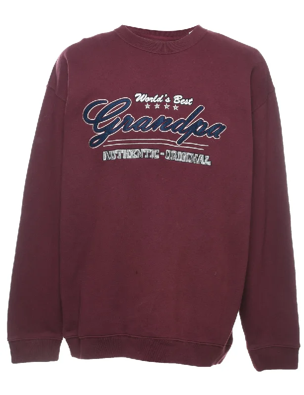 Grandpa Design Navy & Maroon Embroidered Sweatshirt - L