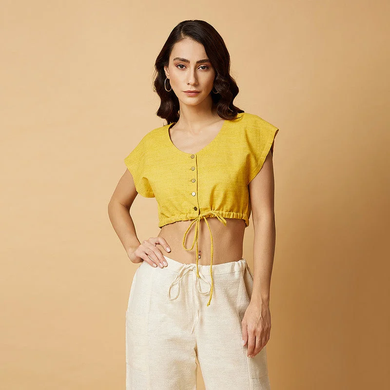 Cotton Silk Crop Top | Yellow