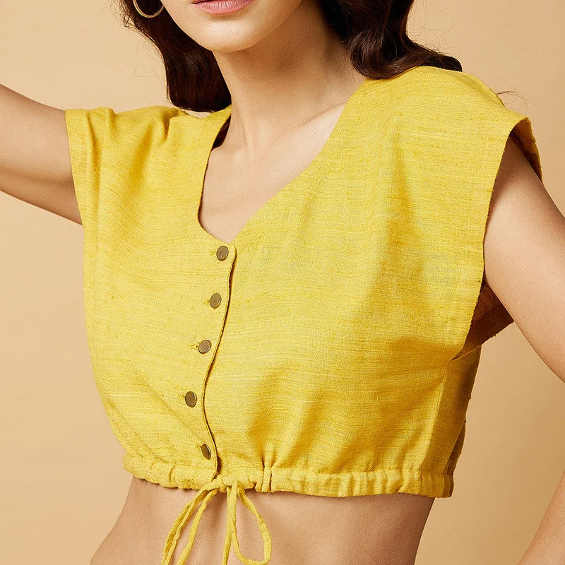 Cotton Silk Crop Top | Yellow