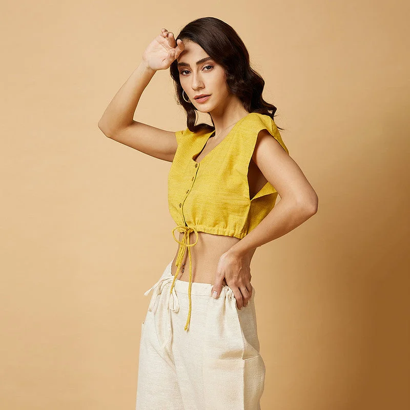 Cotton Silk Crop Top | Yellow