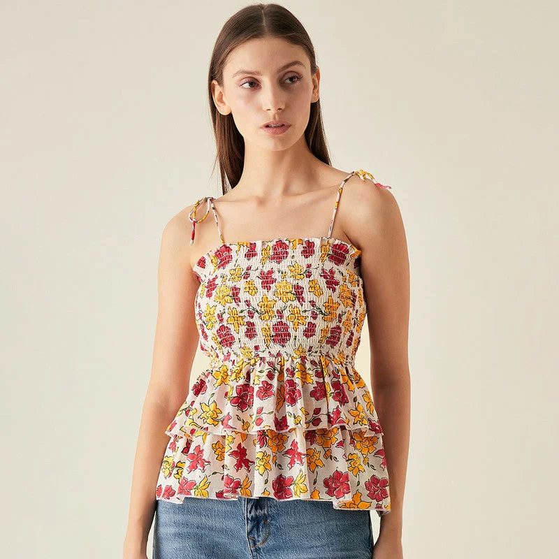 Organic Cotton Top | Floral Print | Multicolour