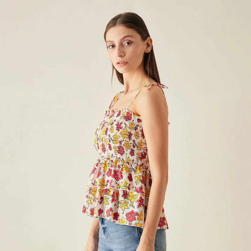 Organic Cotton Top | Floral Print | Multicolour