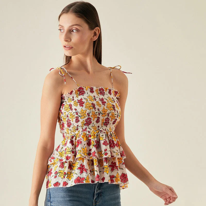 Organic Cotton Top | Floral Print | Multicolour