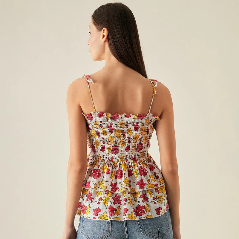 Organic Cotton Top | Floral Print | Multicolour