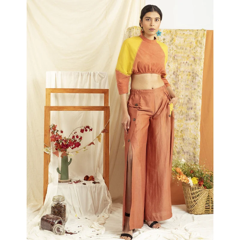 Cotton & Chanderi Co-Ord Set | Orange