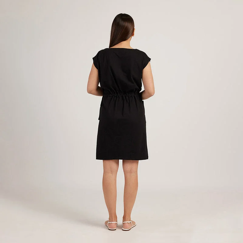 Black Linen Dress for Women | Drawstring | Relax-Fit