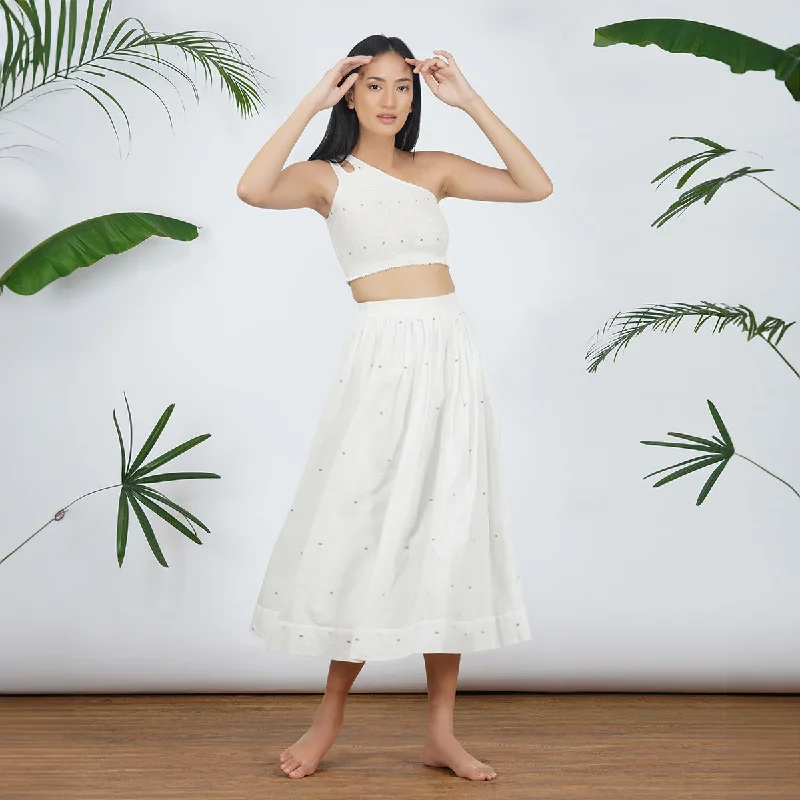 Jamdani Skirt Set For Women | White