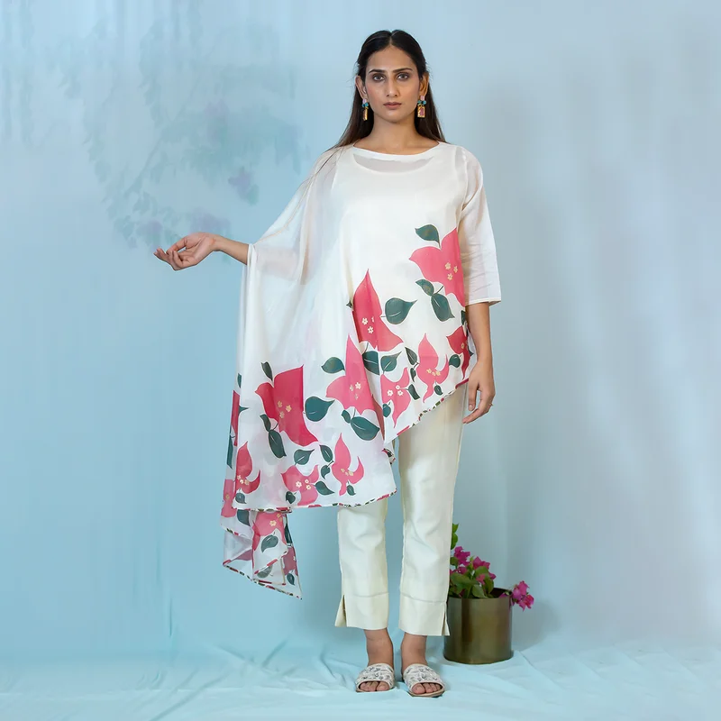 Chanderi Silk Co-Ord Set | Off White