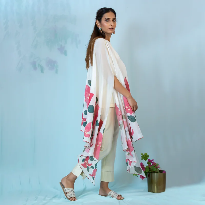 Chanderi Silk Co-Ord Set | Off White