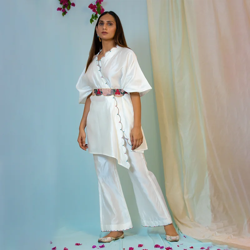 Silk Kaftan Co-Ord Set | Off White