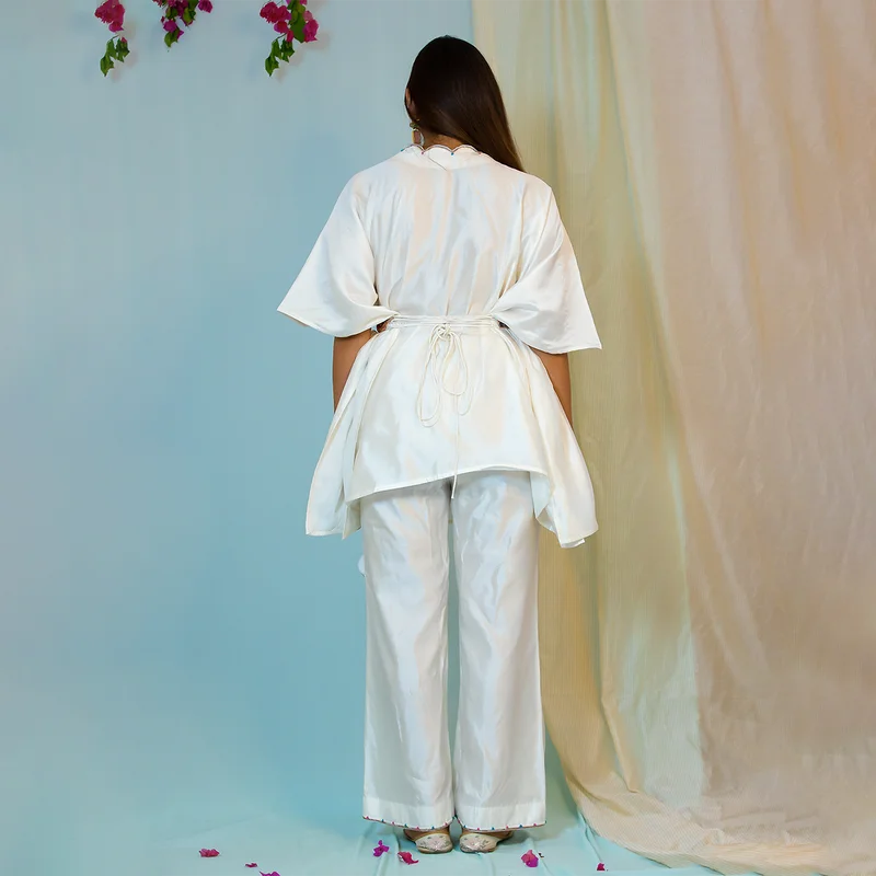 Silk Kaftan Co-Ord Set | Off White