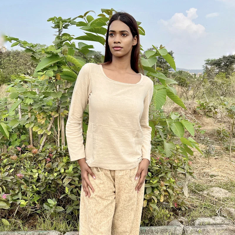 Cotton Flax Top | Two Pockets | Beige