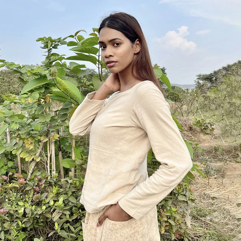 Cotton Flax Top | Two Pockets | Beige