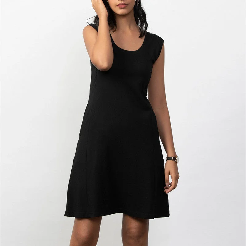 Cotton Panel Dress | Carbon Black