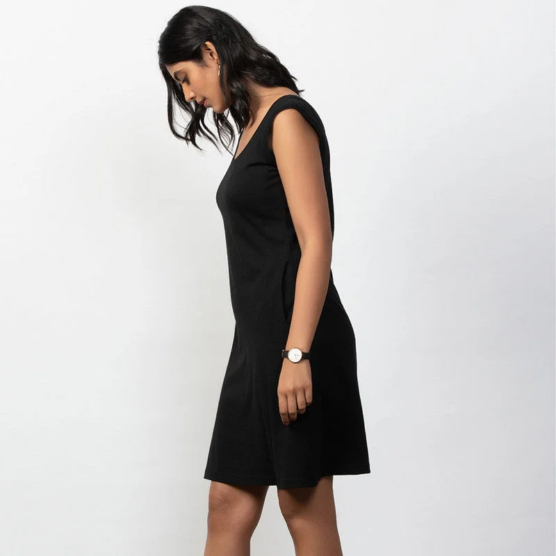 Cotton Panel Dress | Carbon Black