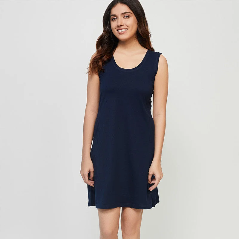 Cotton Panel Dress | Deep Sea Blue